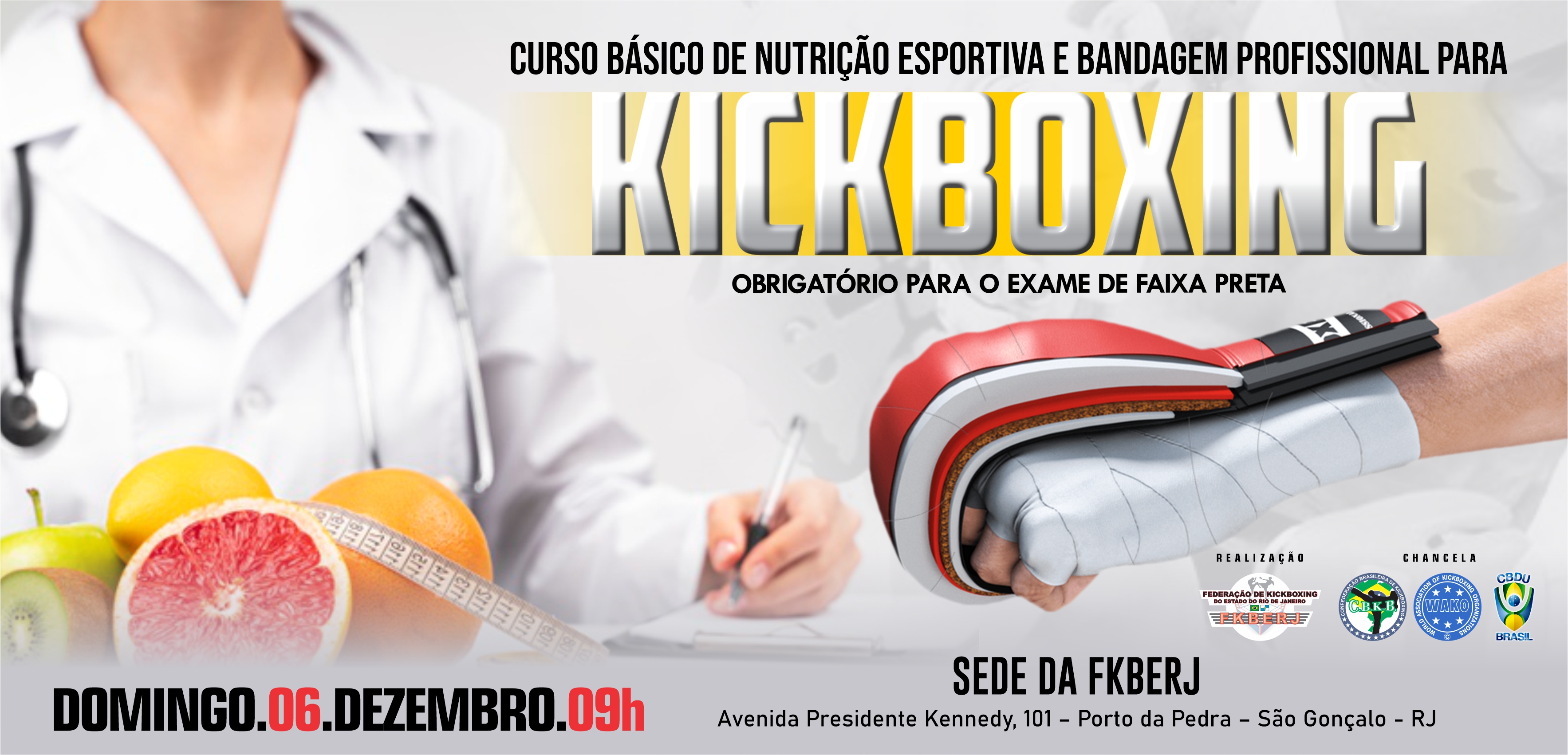 1º Curso Básico de Nutrição Esportiva e colocação de Bandagem Profissional pra Kickboxing 2020
