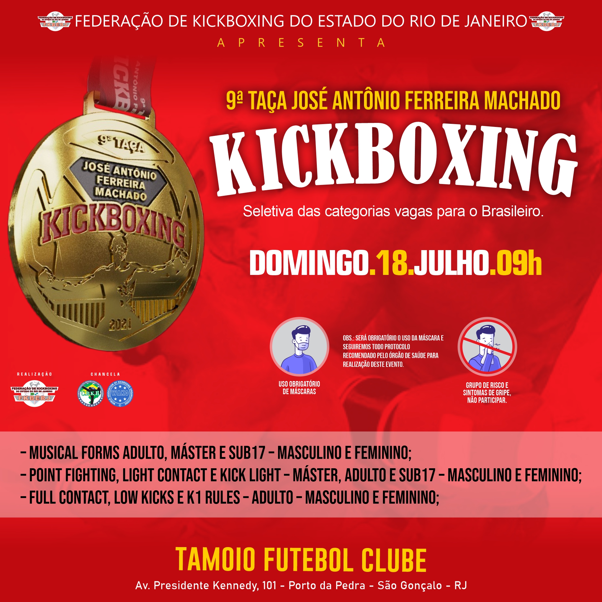 9ª Taça José Antônio Ferreira Machado de Kickboxing, Seletiva das cat. vagas para o Brasileiro